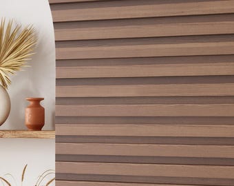 Horizontal Dark Wood Slat Wallpaper – Peel and Stick Wall Mural, Modern Removable Paneling for Cozy Interiors