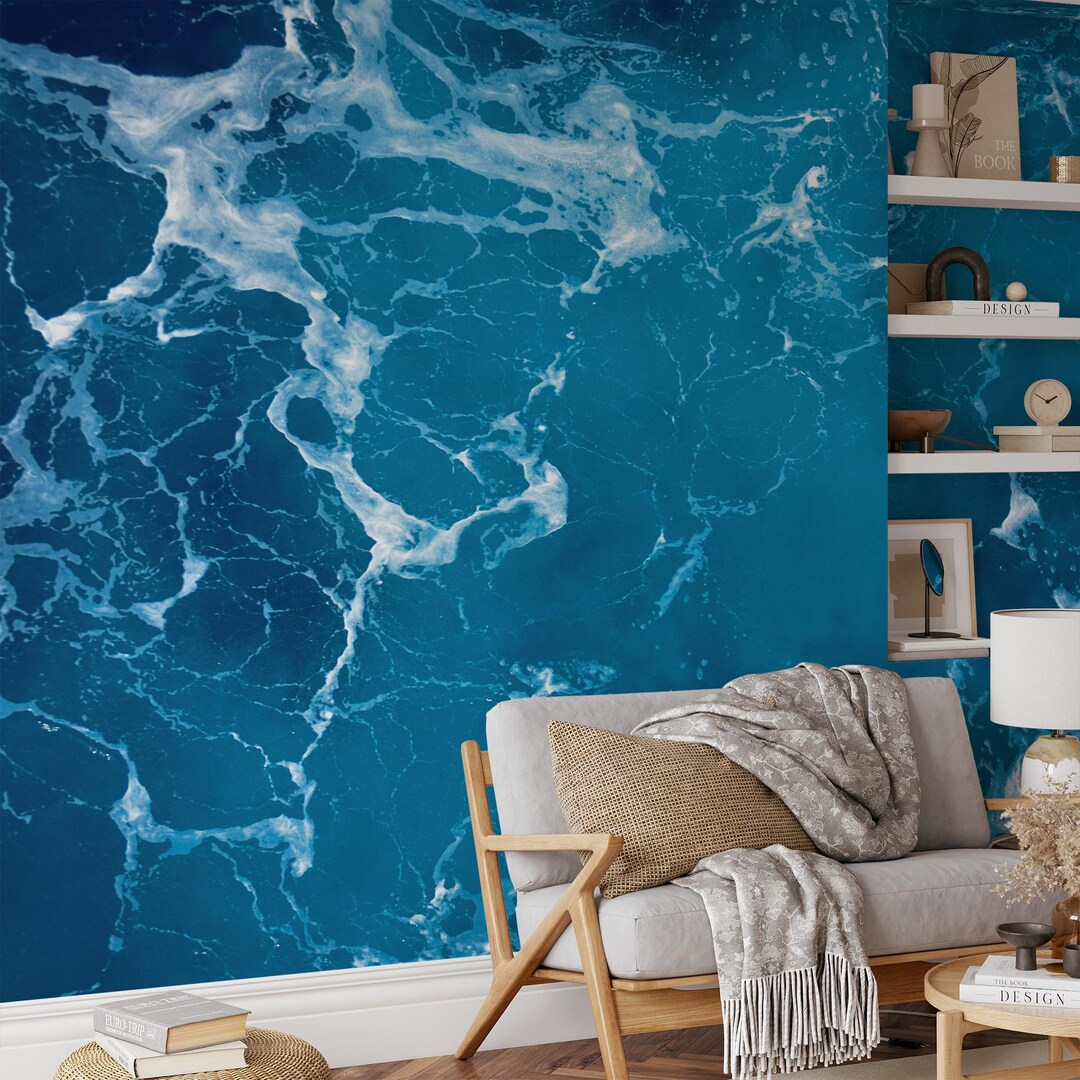 Ocean Waves Wall Mural – Realistic Peel and Stick Wallpaper, Deep Blue ...
