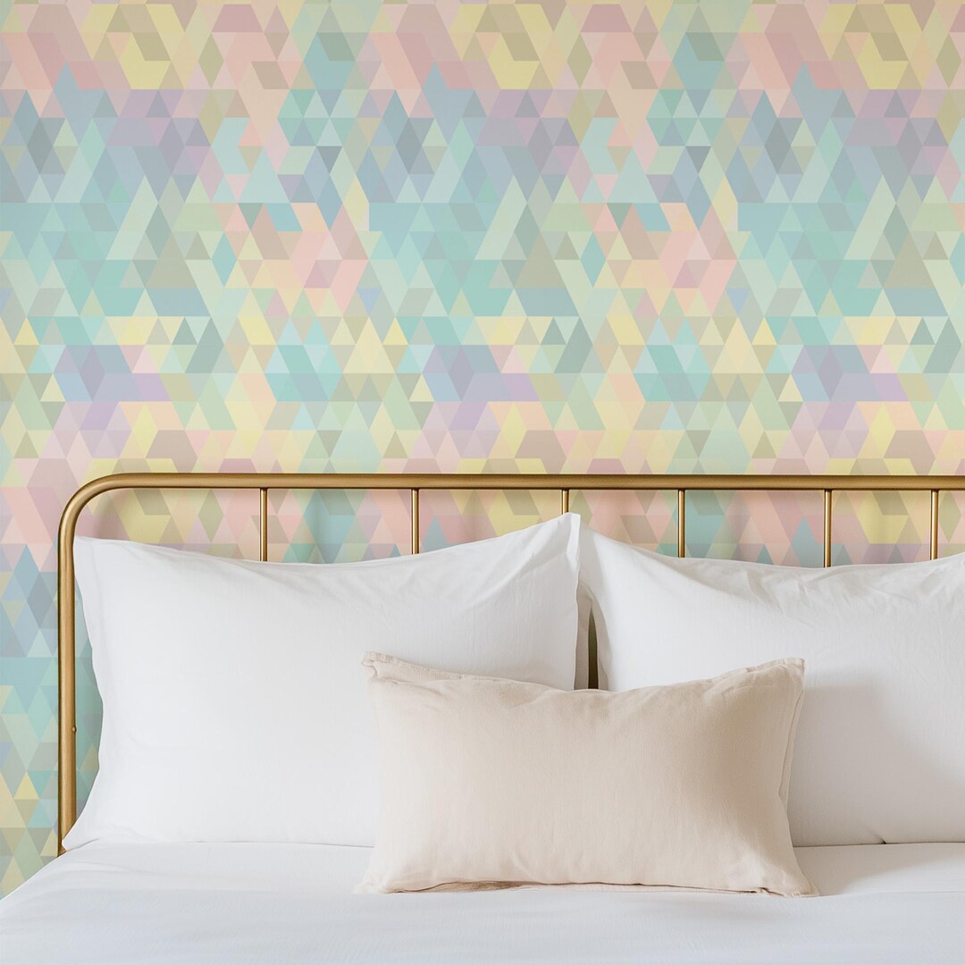 Pastel Geometric Wallpaper – Colorful Triangle Wall Mural for Nursery ...