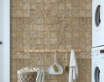 Stone Tile Peel and Stick Wallpaper – Removable Faux Stone Wall Mural – Self Adhesive Vinyl Backsplash for Kitchen or Bathroom