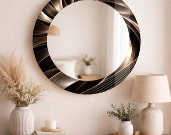 Large Round Mirror, Minimalist Wall Decor, Modern Entryway Accent, Frameless Design