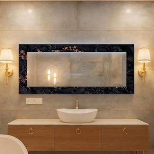 Miroir de salle de bain rectangulaire en verre trempé, décoration murale imprimée