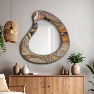 Bathroom mirrors, Asymmetrical mirror, Unique room accent, Modern home decor, Deco wall art, Decorative mirrors, Wall mirror art, Mirror,