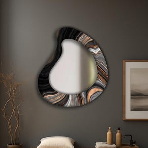 Stained glass mirror, Decorative mirrors, Bathroom mirror, Asymmetrical mirror, Unique room accent, Modern home decor, Wall deco art, Mirror