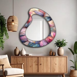 Decorative mirrors, Bathroom mirrors, Asymmetrical mirror, Unique room accent, Modern home decor, Deco wall art, Wall mirror art, Mirror,