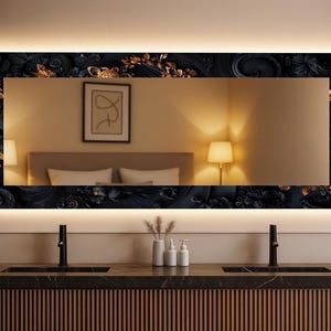 Bathroom mirror, Rectangle mirror, Stained wall mirror, Tempered Glass Mirror, Modern rectangle wall mirror, Art deco mirror, Wall decor,