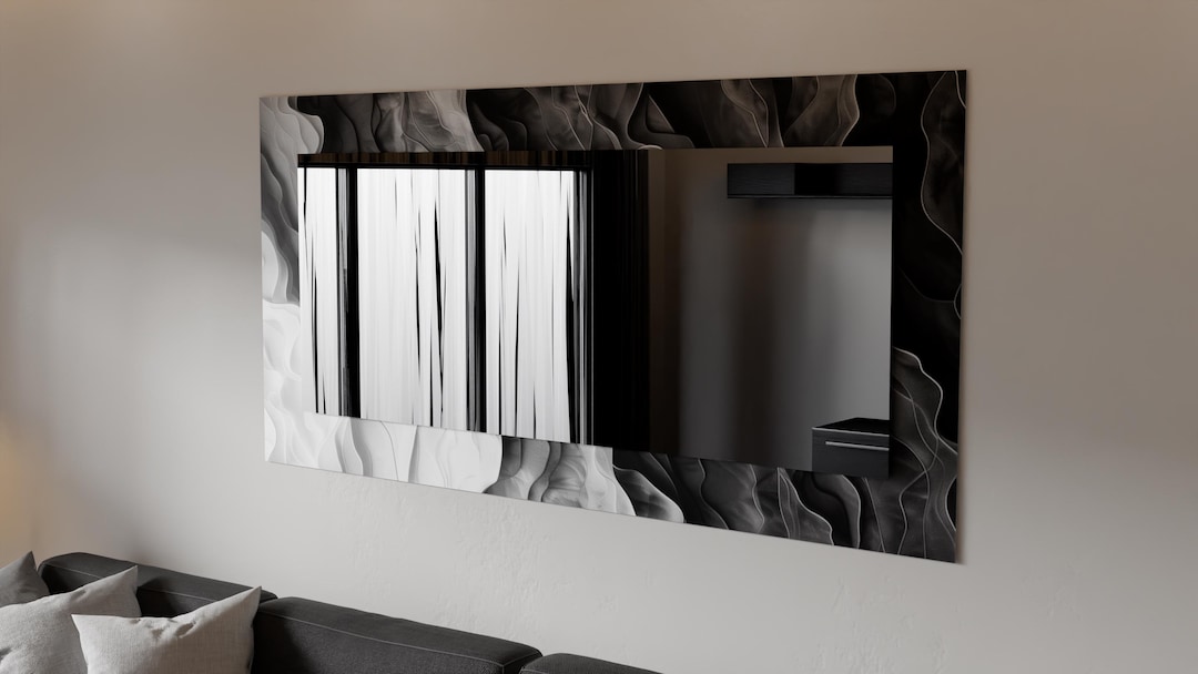Rectangle Wall Mirror, Tempered Glass, Printed Design - Etsy