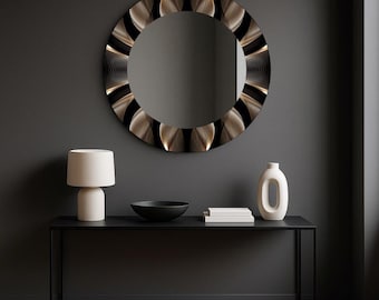 Abstract Tempered Glass Wall Mirror, Luxury Home Decor