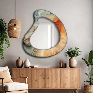 Boho wall mirror, Decorative mirrors, Bathroom mirrors, Asymmetrical mirror, Modern home decor, Deco wall art, Vintage Mirror, Wall mirror,