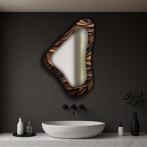 Boho asymmetrical mirror, Hanging mirror, Vintage mirror, Wall mirror, Decorative mirror, Bathroom mirror, Bedroom mirror, Modern mirror,