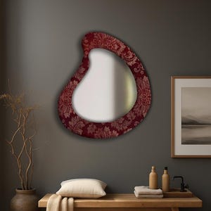 Asymmetrical mirror, Floral patterned mirror, Bathroom mirrors, Modern home decor, Deco wall art, Handmade Mirror, Decorative mirrors,