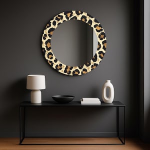 Custom leopard skin print mirror, Bathroom mirrors, Art deco mirror, Decorative mirror, Vintage mirror, Luxury abstract home decor, Wall art