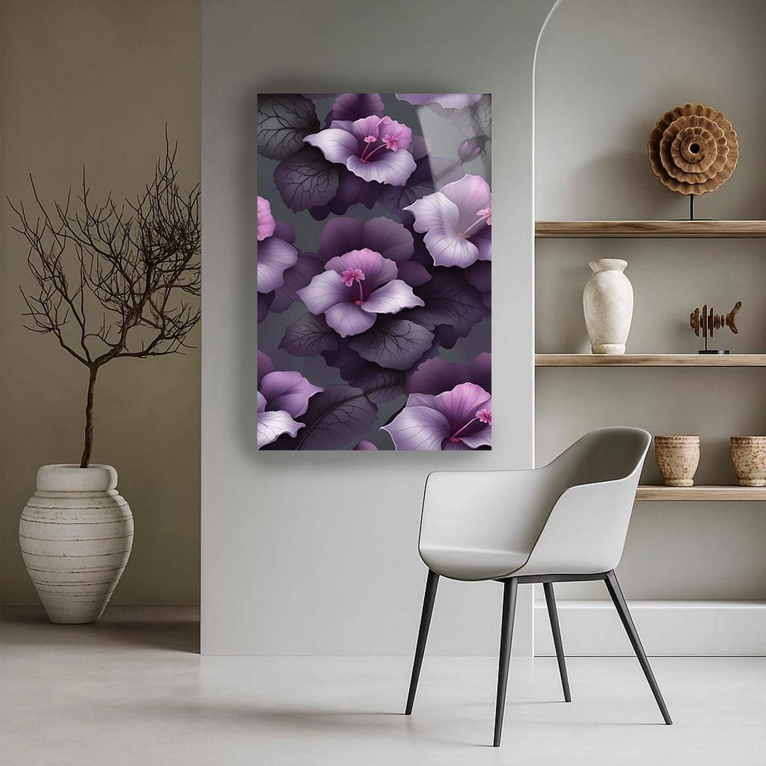 Tempered Glass Floral Wall Art, HD Print, Modern Home Decor - Etsy