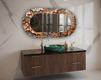 Miroir fait main personnalisé, Miroir mural ovale moderne, Décoration de salle de bain de luxe