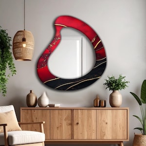 Asymmetrical mirror, Unique room accent, Modern home decor, Teardrop wall mirror, Deco wall art, Decorative mirrors, Mirror wall art,