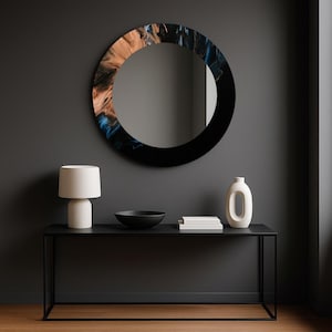 Stained glass mirror, Bathroom mirrors, Art deco mirror, Decorative mirror, Vintage wall mirror, Luxury abstract home decor, Wall decor art,