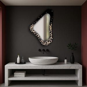 Handmade accent wall mirror, Elegant design, Large wall mirror, Frameless wall mirror, Handmade mirror, Modern decorative mirror, Art deco,