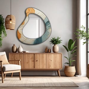 Boho wall mirror, Floral patterned mirror, Decorative mirrors, Bathroom mirrors, Modern home decor, Deco wall art, Handmade Mirror,