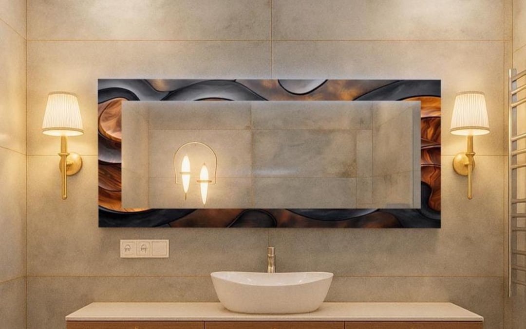 Printed Design Rectangle Wall Mirror, Tempered Glass, Home Decor - Etsy
