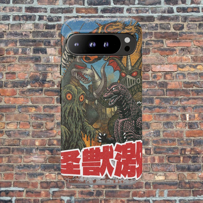 Kaiju Monster Google Pixel Phone Case: Japanese Movie Poster original Art image 4