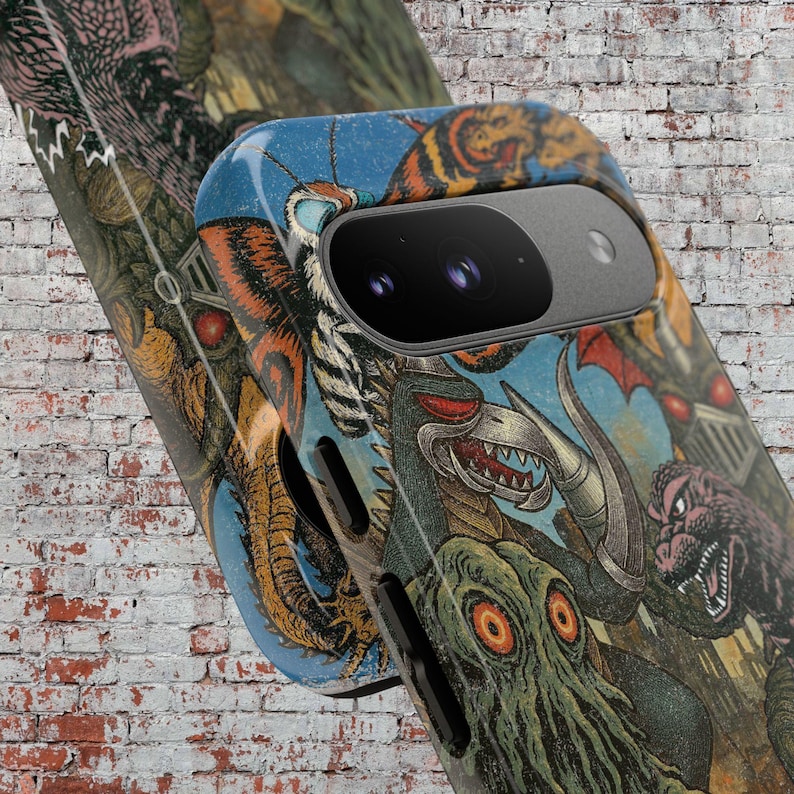 Kaiju Monster Google Pixel Phone Case: Japanese Movie Poster original Art image 2
