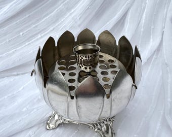Vintage Viners Genuine Silver Plate Rose Bowl with Candle Holder