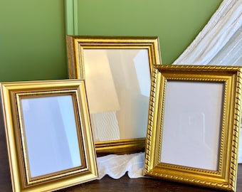 Set of 3 Vintage Gold Picture Frames | Ornate Gilded Photo Frames | Hollywood Regency Decor