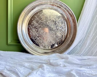 Vintage Deep Silver Plated Decorative Bowl Tray 37 cm