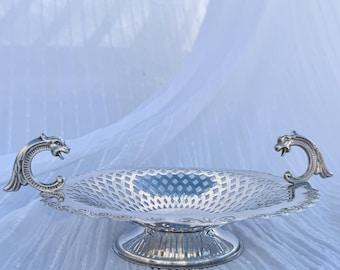 Vintage Silver-Plated Pierced Bonbon Dish Renown EPNS A1 with Handles