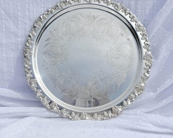 Vintage Silver Plated Old Sheffield Reproduction Strachan Tray, 35.5 cm