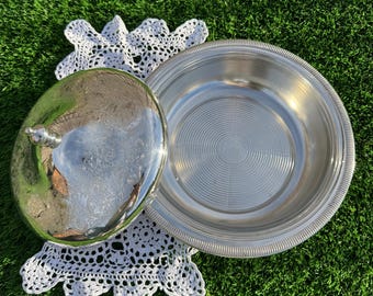 Vintage Silverplate Crosvenor Covered Serving Dish with Glass Insert