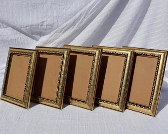 Set of 5 Vintage Gold Picture Frames Ornate Small Frames Gallery Wall Decor
