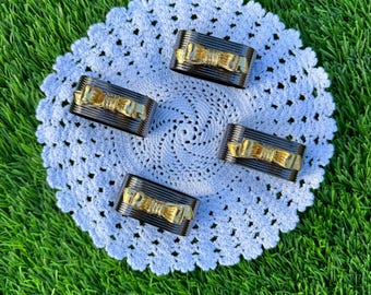 Set of 4 Vintage Napkin Rings with Bows