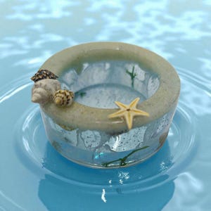 Ocean Resin Shell Jewelry Box – Handmade Beach Themed Trinket Box – Free Shipping