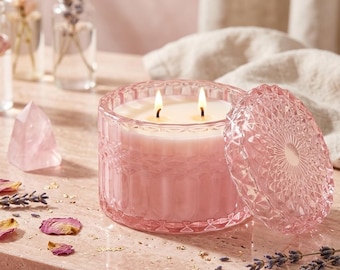 Rose Hand-Poured Soy Wax Candle | Floral Rose Scented  | Aromatherapy  | Eco-Friendly Home Decor Gift