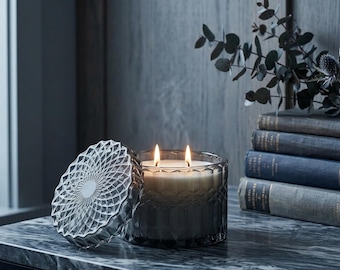 Euphoria Hand Poured Soy Wax Candle | Luxury Jar Vintage Cut Design | Aromatherapy Home Decor