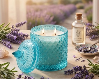 Lavender Hand-Poured Soy Wax Candle | Calming Lavender Scented  | Aromatherapy  | Eco-Friendly Home Decor Gift