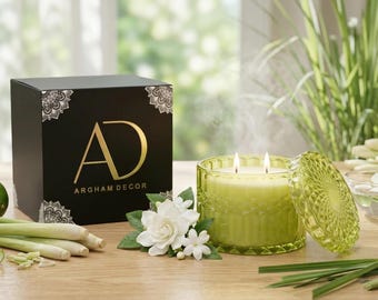 Lemongrass Hand-Poured Soy Wax Candle | Fresh Citrus Scented  | Aromatherapy  | Eco-Friendly Home Decor Gift