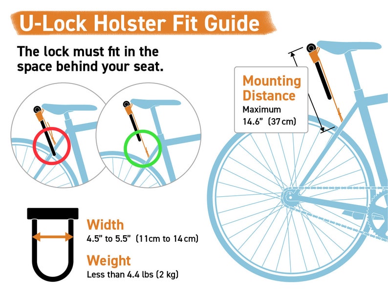 U-Lock Holster for Kryptonite Bicycle Locks Leather D-Lock Holder for a More Quiet Bike Rides image 7