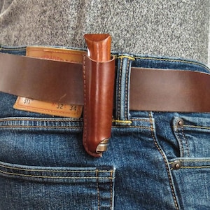 Leather Belt Sheath and Case for Opinel Knives Pocket Knife Holder for Camping, Hunting, Fishing, and Picnics image 4