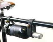 Fahrrad-Weinregal - Schwarzes Leder-Bike-Flaschenhalter
