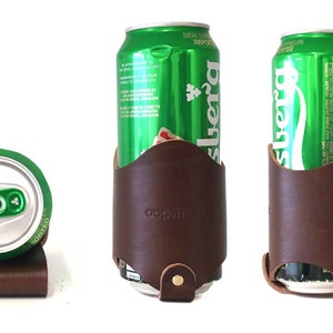 Leather Beer Holster for Your Belt Handmade Leather Beer Belt Holder for Camping, Fishing, and Hunting image 5