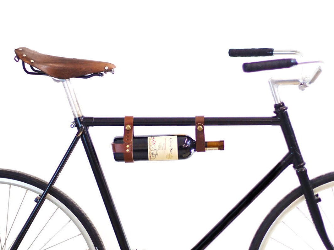 Bicycle Wine Rack Brown Leather Bike Bottle Holder Etsy