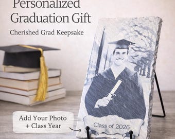 Personalized Graduation Photo Engraved Slate Plaque | Class of 2026 Gift