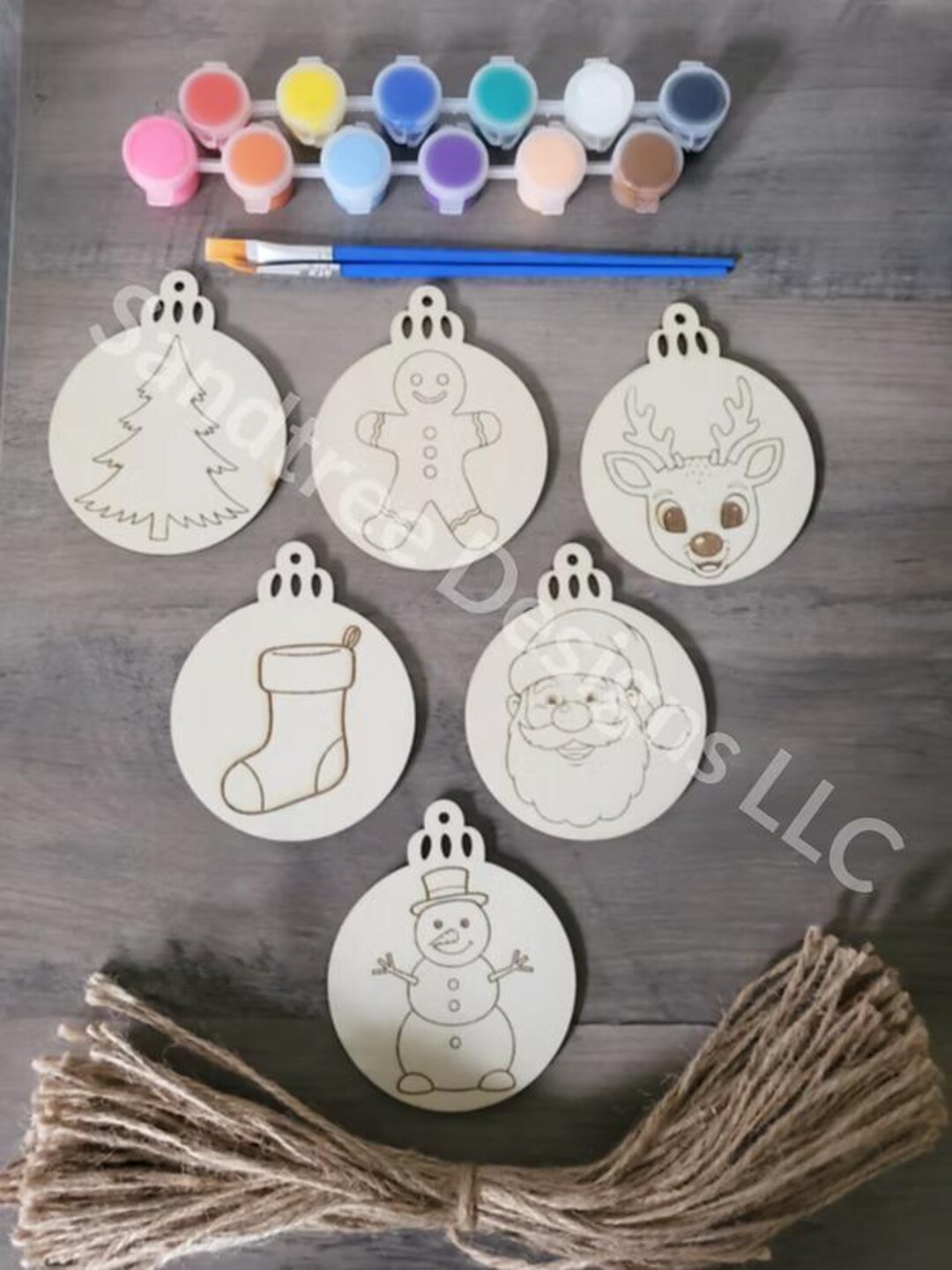 Kids Christmas Ornament Painting Kit, Wooden Engraved DIY Decor - Etsy