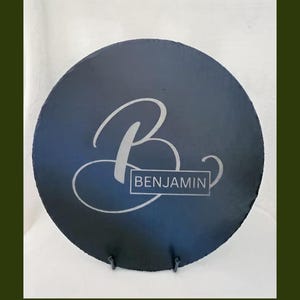 Round Slate Charcuterie Board, Personalized Slate Cheese Board, Custom Engraved Charcuterie Board, Dining Table Decor