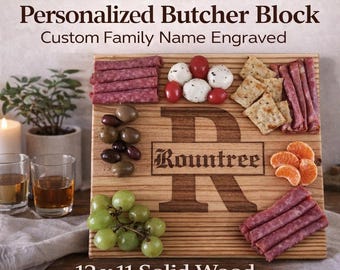 Custom Name Engraved Butcher Block Board, Personalized Cutting Board