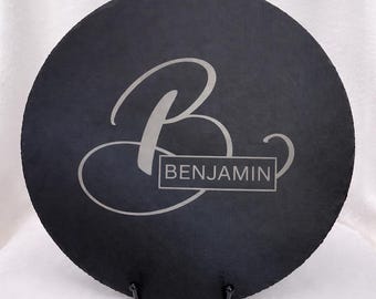 Personalized Slate Round Charcuterie Board, Engraved Cheese Board
