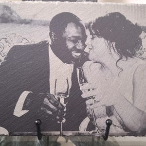 Personalized Photo Engraved Slate Plaque – Custom Picture Keepsake Gift, Memorial Photo Slate, Anniversary, Wedding, or Pet Remembrance