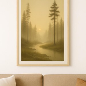 Forest Dawn – Scandinavian Minimalist Wall Art, Digital Print, Calm Pine Landscape for Modern Home Decor